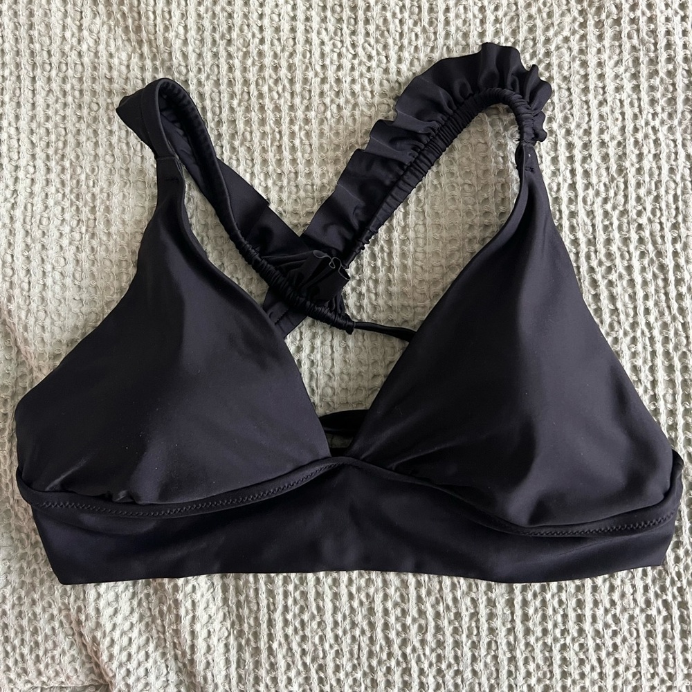 Aerie triangle bikini top with lace up back